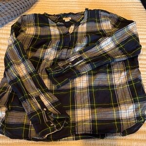 J. Crew Factory Plaid Top - Navy and Yellow
